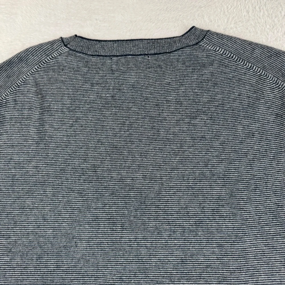 Banana Republic Sweater‎ Mens Large Blue Striped Silk Cashmere Blend Crewneck